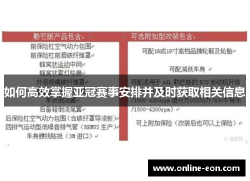 如何高效掌握亚冠赛事安排并及时获取相关信息